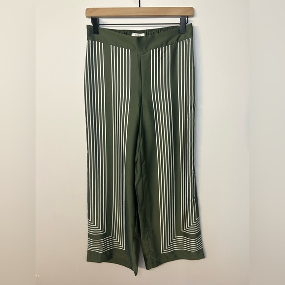 Loft Women’s Green and White Wide Leg Pull On Pants, Size XS Petite - Picture 4 of 11